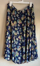 Lauren Ralph Lauren Blue Floral Midi Skirt 14 Feminine Romantic Flowy Garden