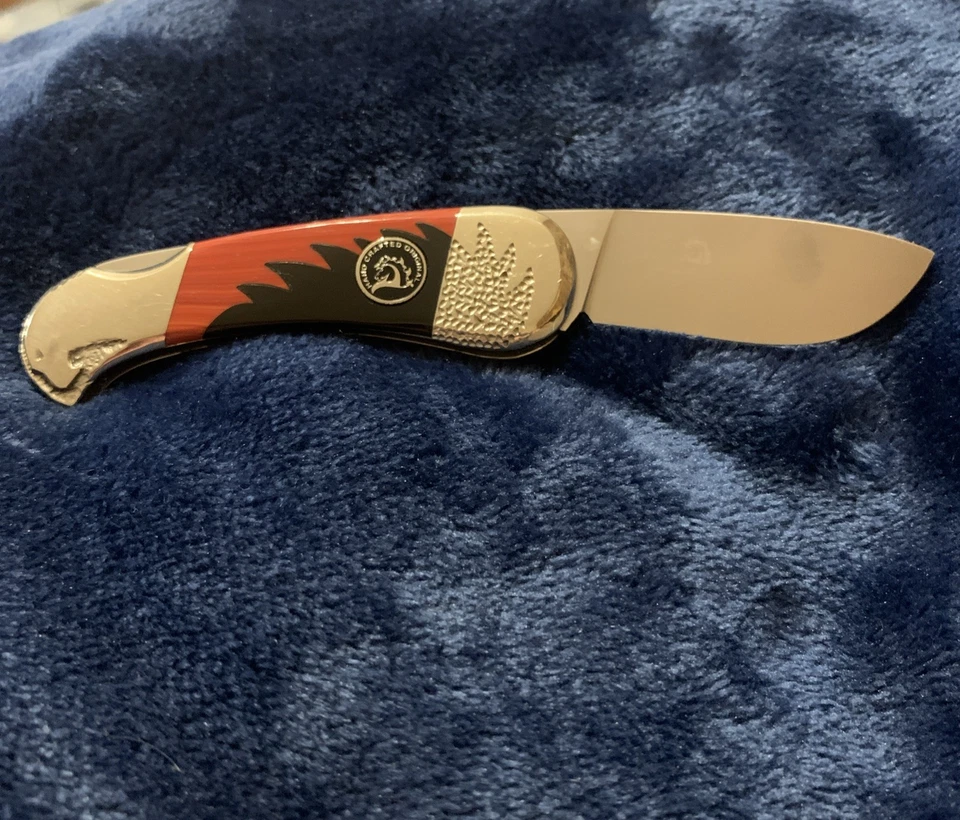 DAVID YELLOWHORSE handcrafted knife #153  jet and red spiny oyster signed - Image 4 of 4