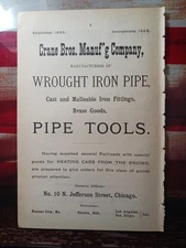 1888 Vintage Print Ad Crane Brothers Manufacturing Company Chicago Pipe Tools