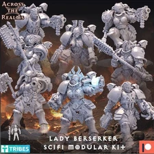 Across the Realms Lady Berserker Scifi Modular Kit NSFW 32mm 3D Resin Miniatures