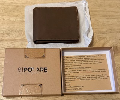 Polare Men's RFID Blocking Cowboy Genuine Natural Crazy Horse Leather Bifold