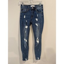 KanCan Distressed Skinny Jeans Medium Wash Raw Hem KC5055D Size 1/24