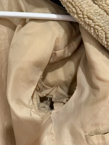 Topman Man’s Beige Borg Fleece Long Overcoat Button Front Pockets L Chest 40-42 image 14