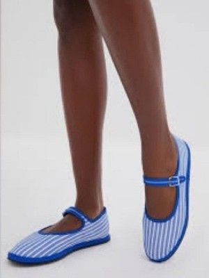 ViBi Venezia Women's Classic Cotton Mary Jane Flats 7 US / 37 EU Blue Stripes