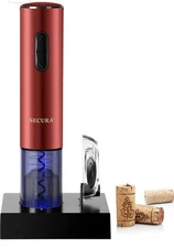 Secura Electric Wine Opener, Automatic Electric Wine Bottle Corkscrew Opener Red