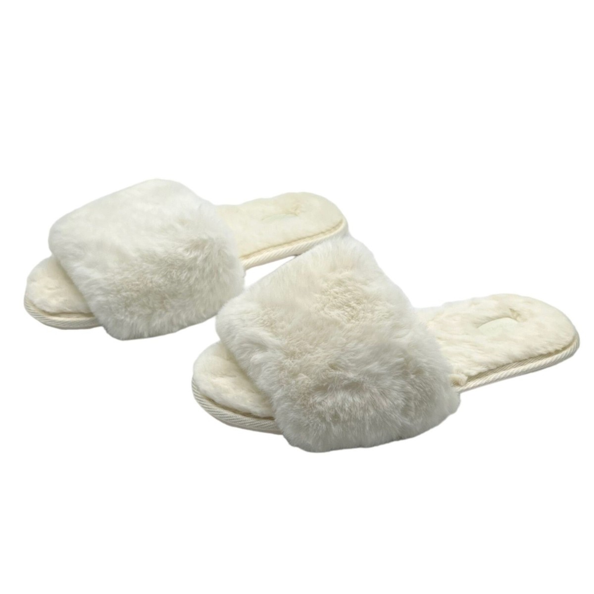 Skims Womens The Slide Faux Fur Slipper EU 35 US Ivory Slip