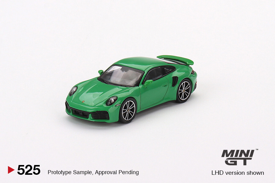 MINI GT Porsche 911 Turbo S Python Green No.525 (LorR Random
