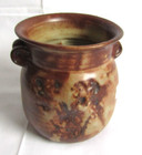 VINTAGE STUDIO ART POTTERY HAND MADE BROWN 4" VASE JAR  SIGNED — photo 2