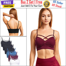 Padded Seamless Sports Bra Strappy High Impact Active Wear Work Out Gym  yoga