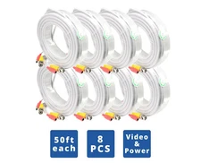 8pcs 50 Ft Power and Video Premade Siamese Cable for CCTV Security Camera System