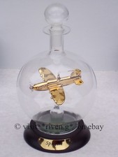 SPITFIRE BOMBER in a glass decanter@24Kt Gold Glass AEROPLANE@WORLD WAR II GIFT