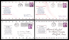 725 Webster 1st Day 4 Cover FDC set Franklin Exeter Hanover Oct 24 '32 Planty 21