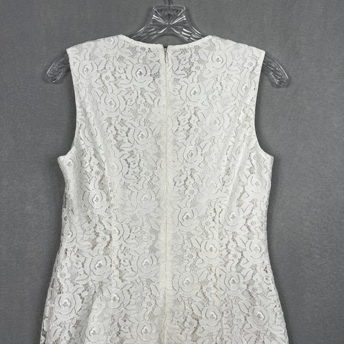 Diane Von Furstenberg Lace Dress Women's Size 2 White Sheath Sleeveless Cocktail - Picture 10 of 13