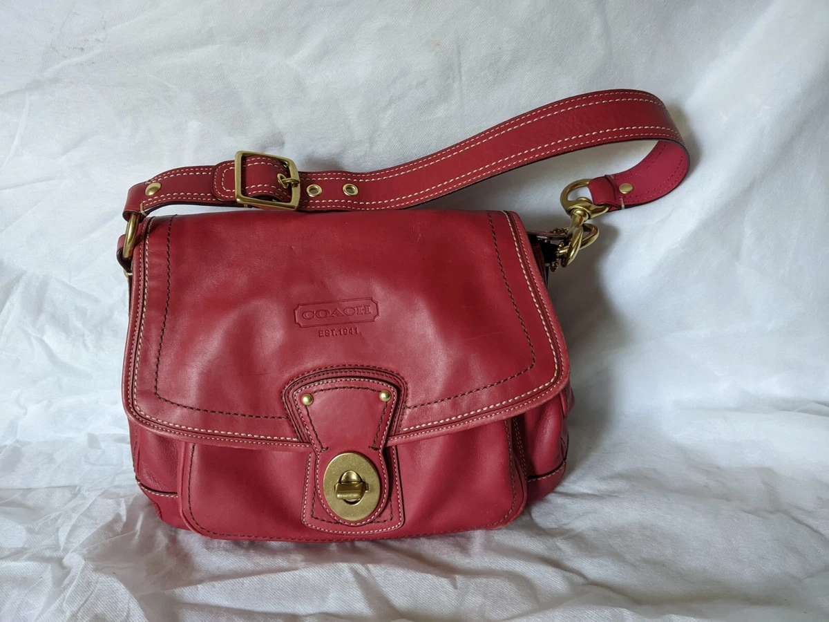 Coach Signature Satchel Purse Red | eBay