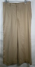 NWT Women s Lauren Ralph Lauren Cuffed Wide Leg Linen Blend Khaki Pants Size 10