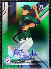 LOGAN GILBERT  -  2019 BOWMAN PLATINUM TOP PROSPECT AUTOGRAPH GREEN   #ED/99