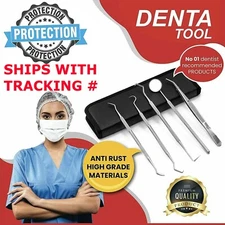 Dental Instruments Scaler Tools Teeth Cleaning 5pc Oral Hygiene Deep Set Kit Pro