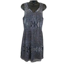 Madewell Broadway & Broome Dress 8 Navy Blue Silk Sleeveless stretch Waist