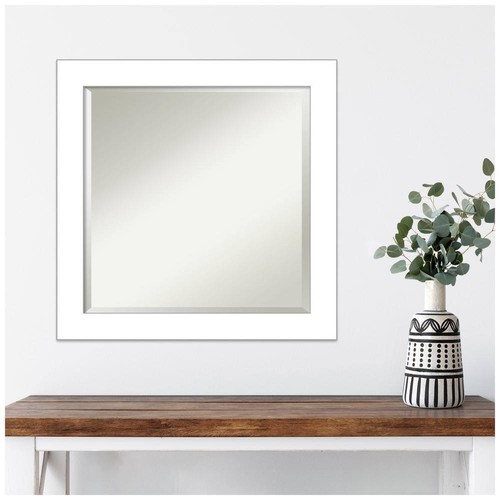 Amanti Art Wall Mirror 24" H X 24" W, Modern Polystyrene Frame In Wedge White - 第 5/5 張圖片