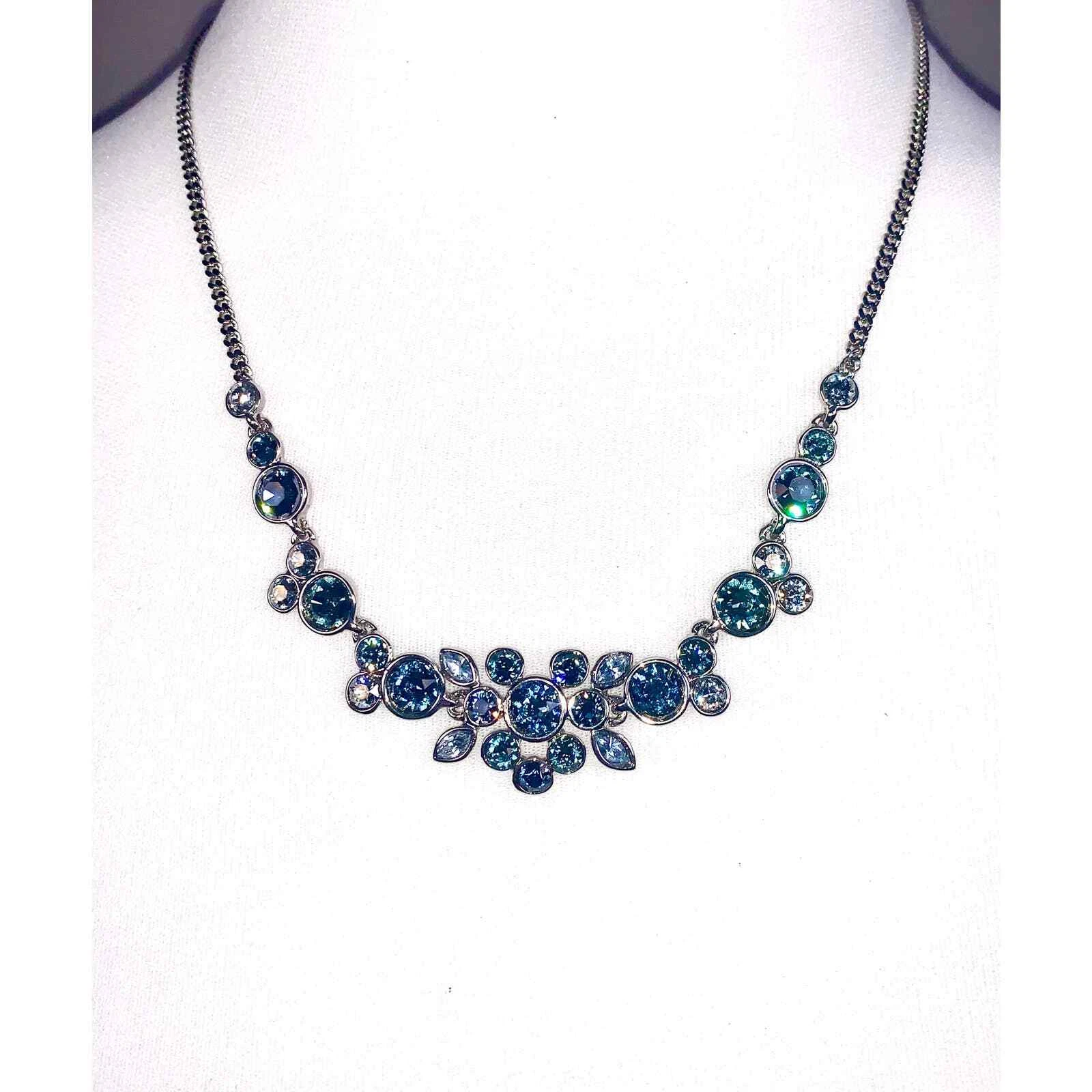 Collana Statement Cristallo Swarovski Argento Givenchy Blu e Chiaro Nuova Senza Senza Etichette