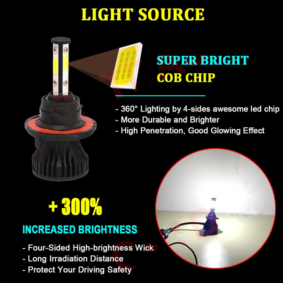 LED Headlights Kit High Low Beam Fog Light 10000K Bulb For GMC Yukon 2007 - 2014 - Image 4 of 4