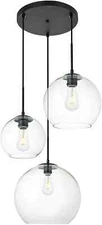 Elegant Lighting Baxter 3 Light 21" Wide Multi Light Pendant Model: LD2218BK