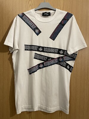 Dsquared2 Logo Tape T-Shirt Mens White Medium UK