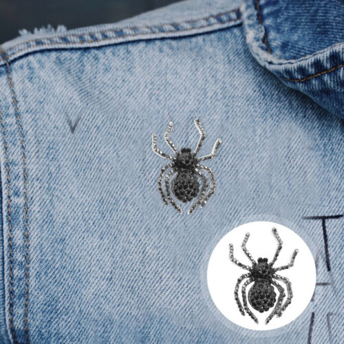 Christmas Brooch Novelty Brooch Black Crystal Rhinestone Spider Brooch Pin
