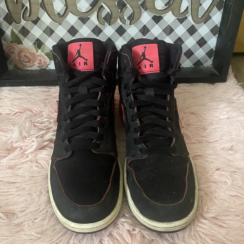 Nike Air Jordan Retro 1 Alto GS 5.5Y Negro Rosa Zapatos Atléticos Foto 2 de 4