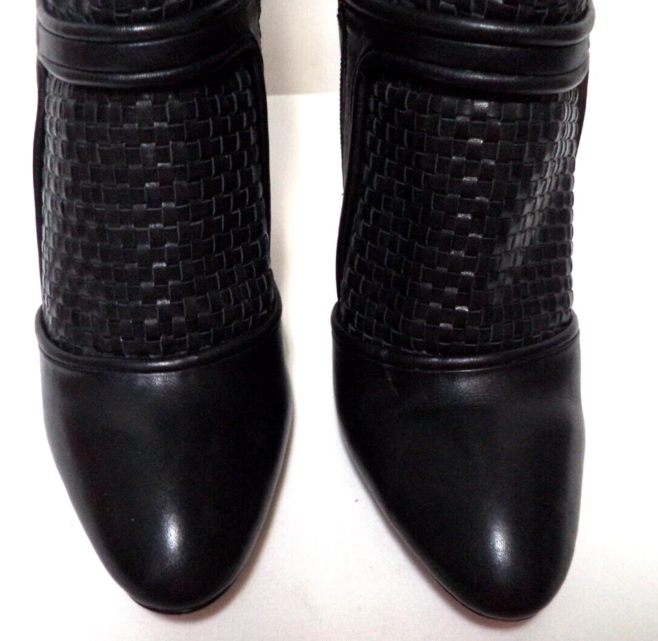 10 Crosby Derek Lam сплетенный кожаный каблук молнии ботинки черная корзина плетение размер 9 - Изображение 4 из 4