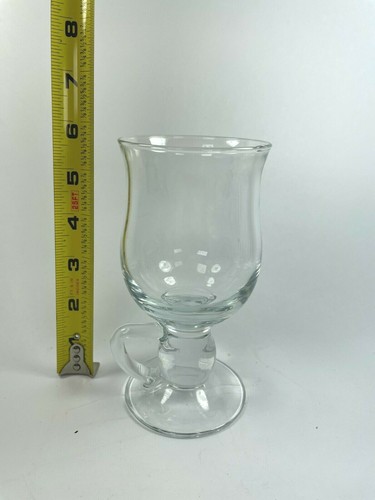 Vintage Whiskey Coffee Glass Mugs Applied Low Handle 6 1/2" T Rare Glass Cup C24 - Picture 6 of 12