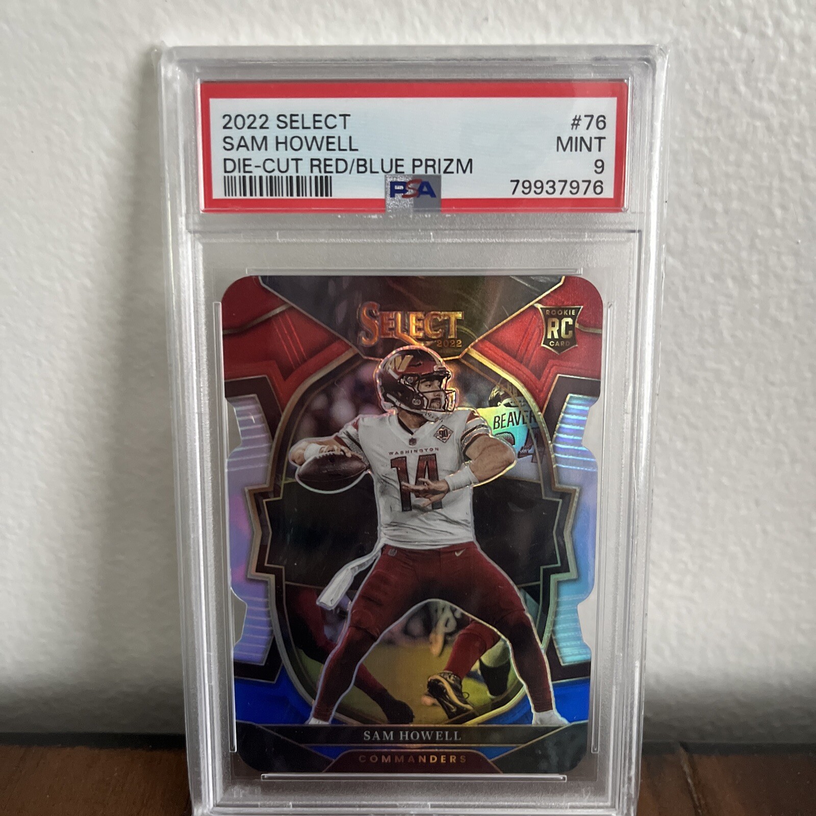 2022 Panini Select - Concourse Red and Blue Prizm Die-Cut #76 Sam Howell PSA 9!!