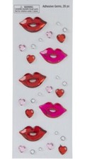 Rhinestone hearts and lips Stickers Self Adhesive Embellishments DIY Crafts