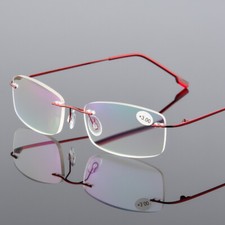 Lightweight Rimless Reading Glasses Titanium Readers Flexible Eyeglass 1.0-4.0