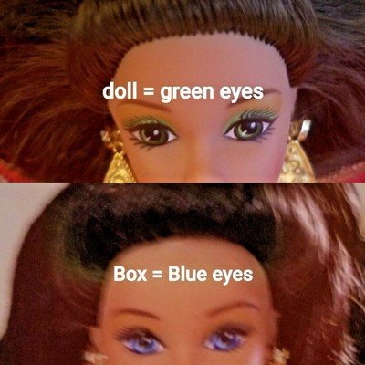 Rare Box Error Happy Holidays 1997 Barbie Doll Blue Eyes On Box Doll Has Green Ebay