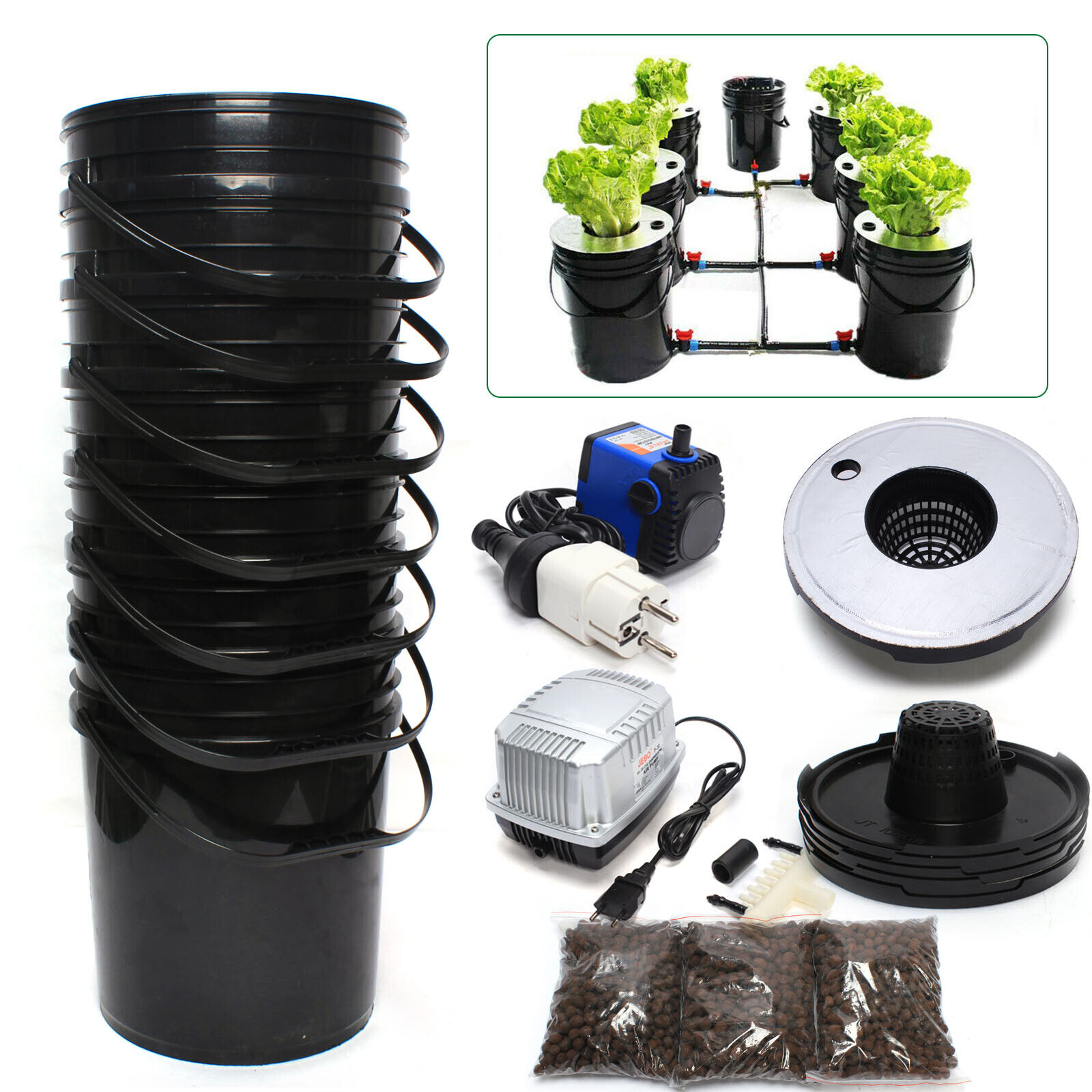 DWC Hydroponic System Kit Indoor Bodenlose Gem seanbau mit 20L Eimer Neu