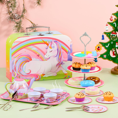 Set De Té De Unicornio Para Niñas – 41 Piezas Con Maletín, Ideal Para Juego De Simulación