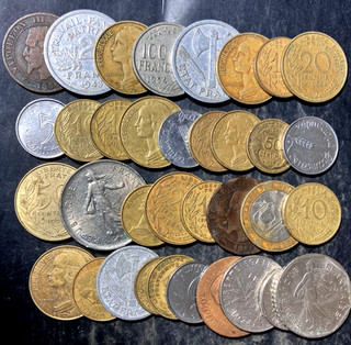 Old FRANCE Coin Lot 1855 1959 34 VINTAGE COINS Lot #J16