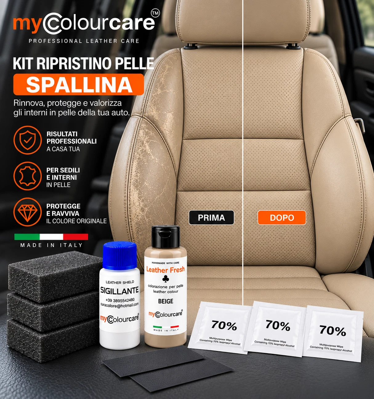 Mycolourcare Kit Ripristino Pelle Beige - Spallina