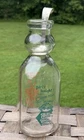 Vtg Cream Top Dairy Milk Glass Bottle & Cream Top Spoon 1 Quart Farmhouse Decor