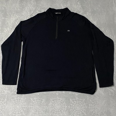 Travis Matthew Networking 1/4 Zip Pullover Mens XXL Black Long Sleeve Mock Neck