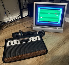 Atari 2600 Sears Tele Game Heavy Sixer Console w/Paddles + Joysticks & 18 Games