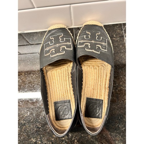 Alpargatas de cuero para mujer Tory Burch zapatos planos cómodos informales negros talla 7,5 M - Imagen 7 de 13