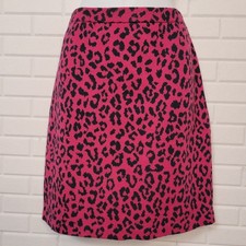 Vintage 1980s St John knit leopard skirt sz 8 hot pink black maximalist glam