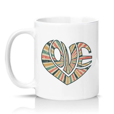Liebe Unisex 11 Unzen Keramiktasse Retro Typografie Romantisches Geschenk für Sie & Ihn
