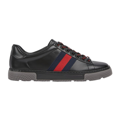 GUCCI Ace $1050 Men's Black With Web Sneakers New And Authentic