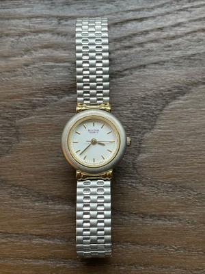 Vintage Bulova Germany Quartz Watch 90E08 Women Dual Tone Needs New Battery