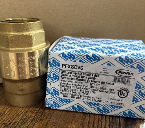 PROFLO PFXSCVG 1" Low Lead Spring Check Valve Brass Made in Italy 10001506LF NEW