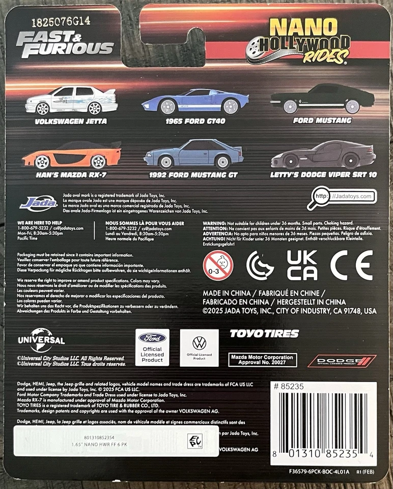 Jada Nano Hollywood Rides Fast & Furious Two 6 Pack Jetta, RX7, EJ1, EVO IX, 911 - Image 3 of 4