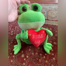 Green Frog Plush with Red Heart